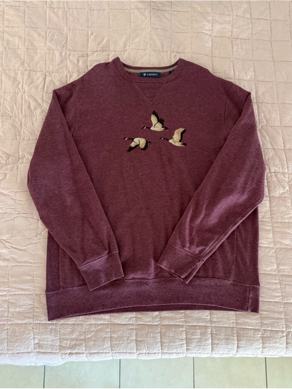 Daniel Cremieux Maroon Crewneck Sweatshirt with Embroidered Geese